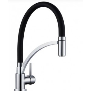 Brass Pull Down Rubber Spout Kitchen Mixer